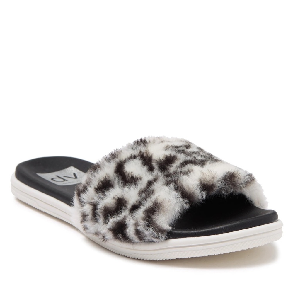 Dolce Vita Faux Fur Slide - Black Leopard